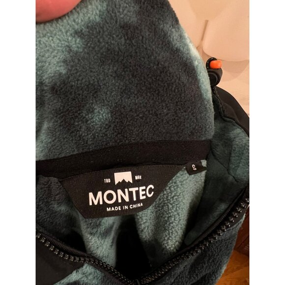 Montec Echo Hood FW20 Womens Fleece Pullover Hoodie Tie-Dye Green & Black S 100% - Picture 4 of 9